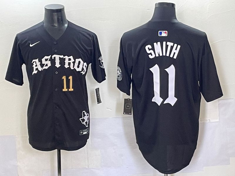 Men 2025 Houston Astros #11 Smith Black Seven generations Joint Name Nike MLB Jersey style 7046->houston astros->MLB Jersey
